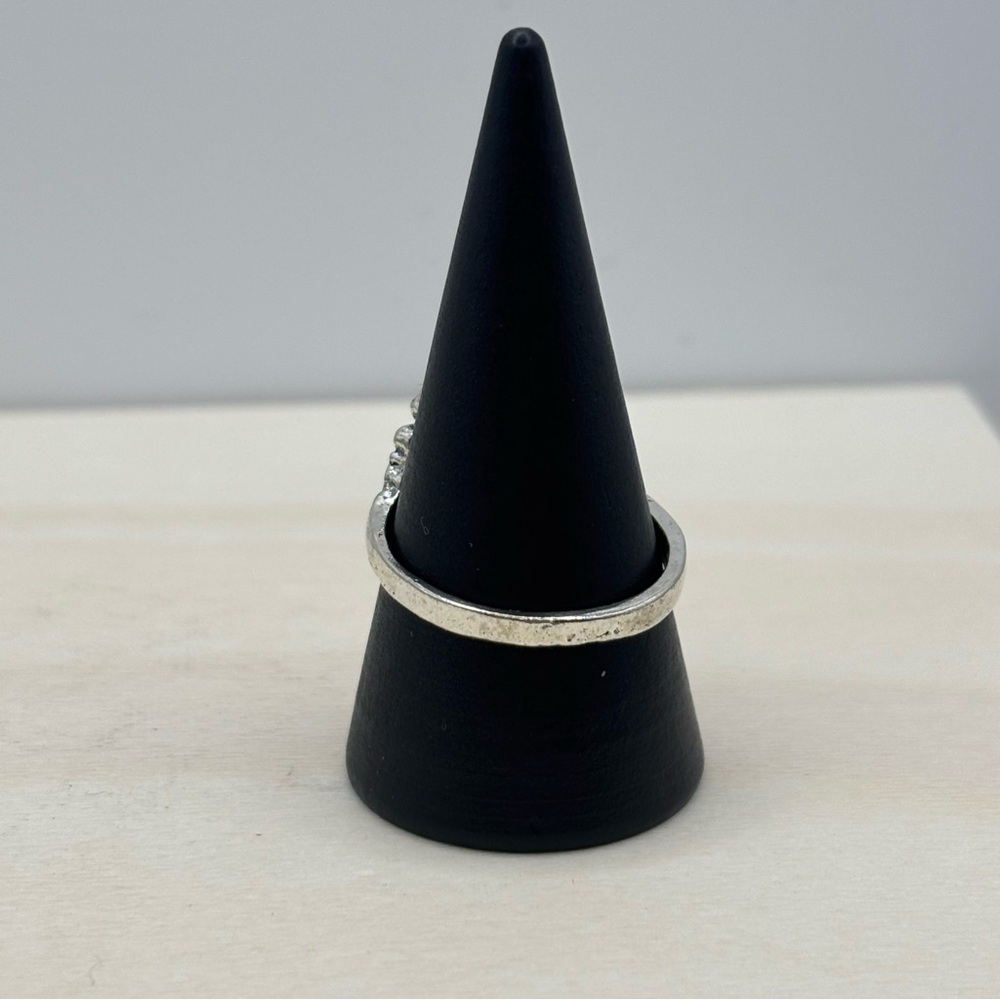 Boho Ring Silver Tone Iridescent Orb Cabochon Bali Size 7.5 - Picture 2 of 6